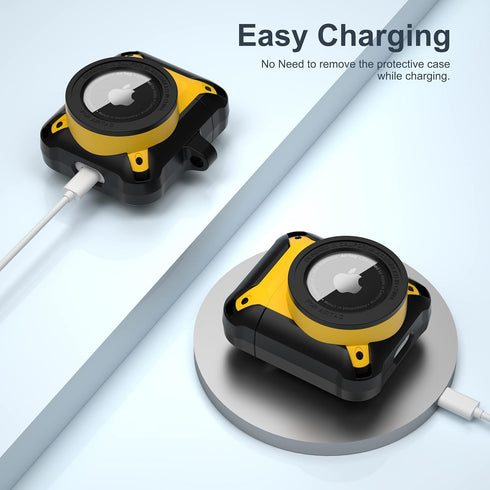 Valkit Compatible with Airpods Case | 2 in 1 Rugged Protective Shockproof Case for Air Pods 1/2 Gen 2021, Black/Yellow