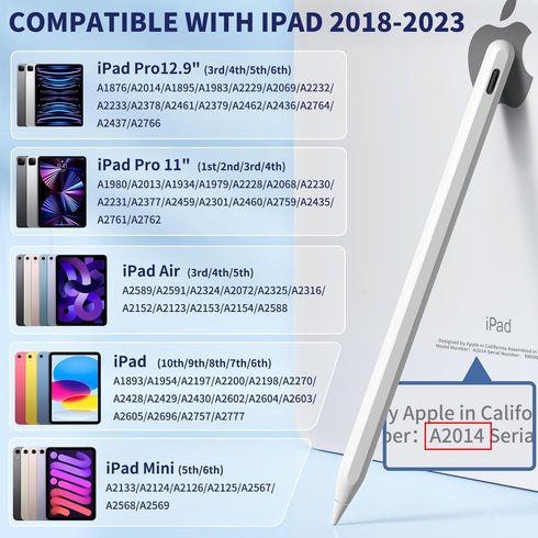 iPad Apple Pencil 9th & 10th Generation, Fast Charge Stylus Pen for iPad, Palm Rejection, Tilt Sensitivity, Compatible