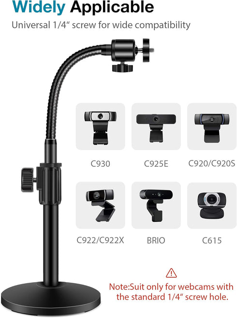 InnoGear Webcam Stand for Desk, Gooseneck Arm Mount for Logitech Webcam & Phone, Right Light, GoPro