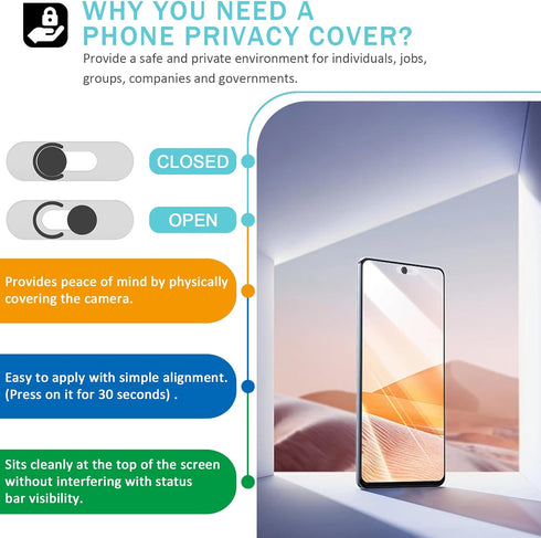 MakLuen Front Camera Cover Compatible for Android Phones/Pixel/Galaxy/iPad - Webcam Blocker for Single Front Camera