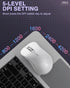 SM66 White Silent Dual Mode Wireless Mouse, Bluetooth/2.4GHz, Adjustable 4200 DPI, Rechargeable for PC, Mac