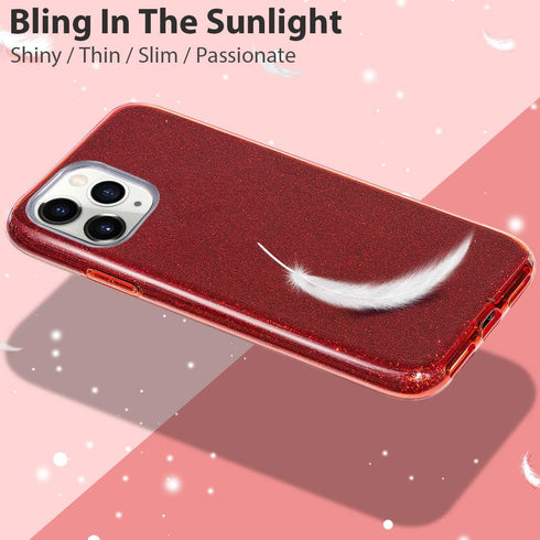 MATEPROX Compatible with iPhone 11 Pro Max Case, Bling Sparkle Cute Girls Women Protective Case (Red)