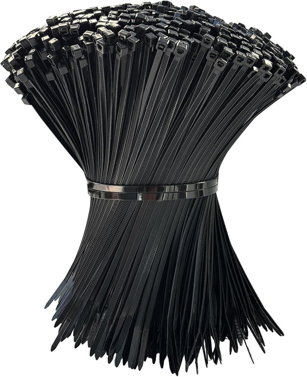 mfuifdo 150 Pack Zip Ties 8 Inch Black, 40Lbs Tensile Strength, Premium Nylon