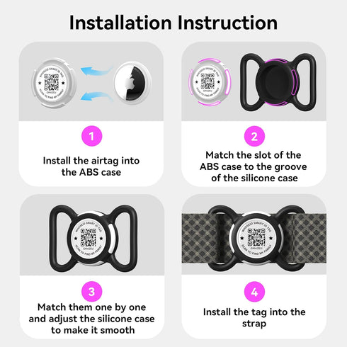 QR Code Airtag Holder, Waterproof Full Body Protection Anti-Lost Air Tag Case, Scan QR Code Send Location Alert Email,