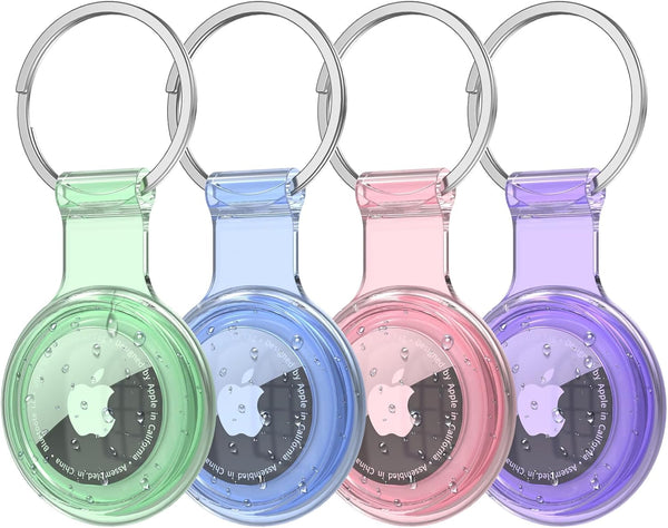 HATALKIN Waterproof AirTag Case, Silicone Shockproof Keychain Holder for AirTags, 4 Pack