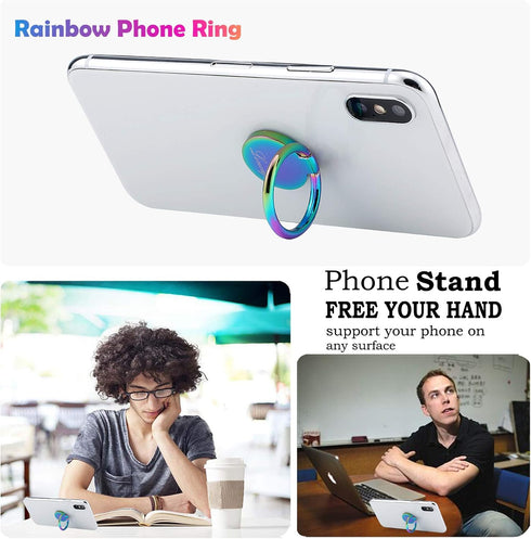 Rainbow Cell Phone Ring Stand Holder, Blue Multicolor Ring Grip Kickstand for Almost All Phones
