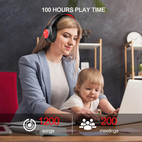 Hybrid Active Noise Cancelling Headphones - 2024 Upgraded Wireless Over Ear Bluetooth, 100H Playtime, Hi-Res Audio