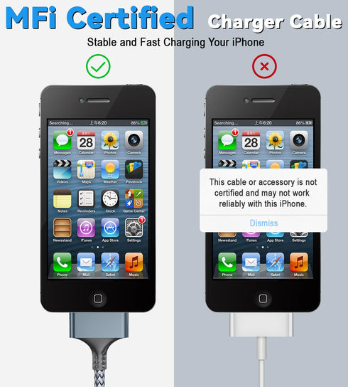 USB to 30 Pin Charging Cable (10 Feet) by Herfair - Nylon Braided USB Charging Cord Compatible with iPhone 4/4s/3G/3GS,