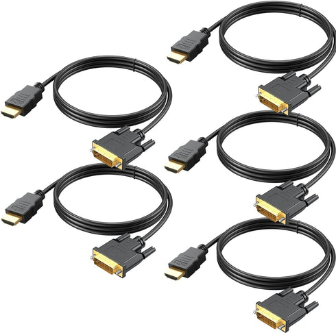 UV-CABLE HDMI to DVI Cable 5-Pack, 6 Ft Bidirectional DVI-D to HDMI Male