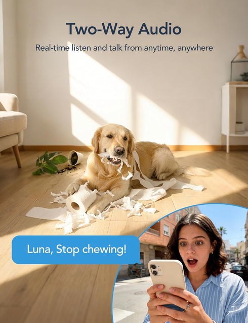 GNCC 2K 2.4/5GHz, 2-Way WiFi Cameras for Home Security, Security Camera Indoor, Baby/Pet Camera with Phone App, Motion