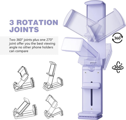 Perilogics Universal Airplane in Flight Phone Mount, Handsfree Holder with Multi-Directional Dual 360 Degree Rotation,
