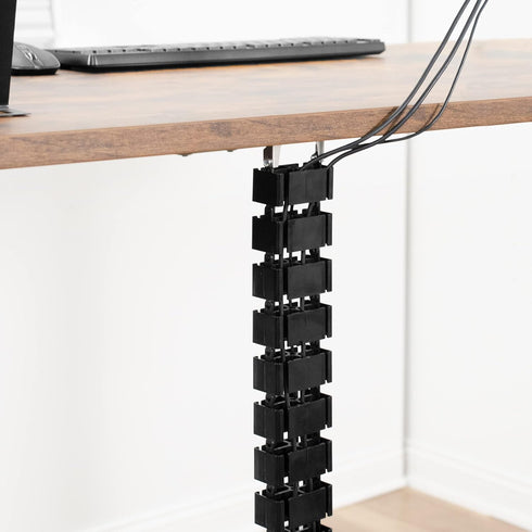 VIVO Vertebrae Cable Management Kit for Desk, Adjustable Quad Entry Wire Organizer, Cable Protection Cover, Black