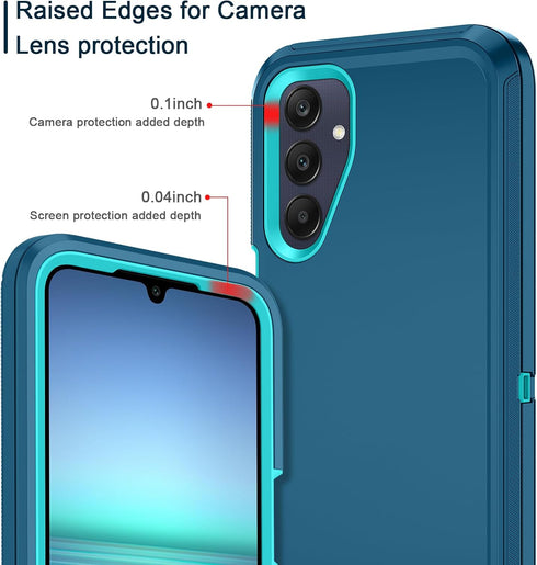 I-HONVA Rugged Heavy Duty Case for Samsung Galaxy A25 5G, Shockproof Dust/Drop Proof 3-Layer Protection, Turquoise