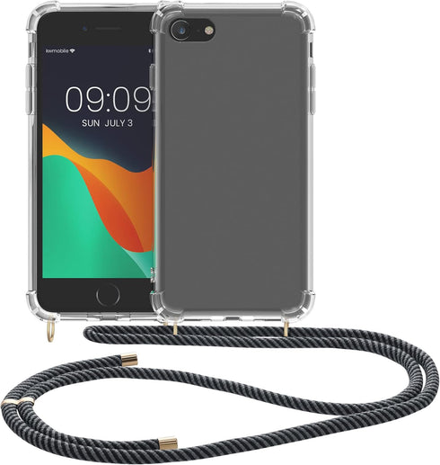 kwmobile Crossbody Case for iPhone SE (2022/2020) / iPhone 8 / 7 - Clear TPU Cover with Lanyard Strap