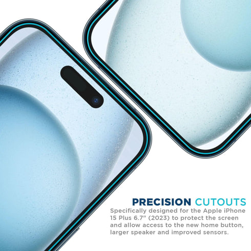 Tech Armor Screen Protector for iPhone 15 Plus 6.7 inch - 3 Pack Ballistic Tempered Glass + Bonus Camera Lens Protectors