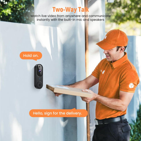 GridTera 2-Way 2.4G Smart Video Doorbell Camera Wireless, AI Human Detection and Instant Alerts, Night Vision, Audio