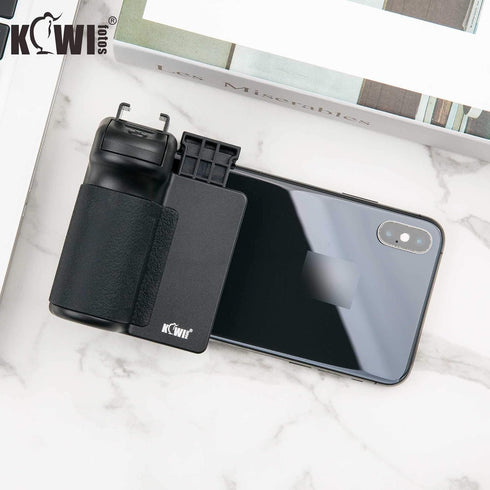 KIWIFOTOS Phone Tripod Mount, Camera Grip Handle Holder with Bluetooth Shutter for iPhone 14 15 Samsung