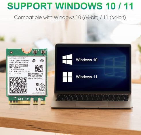 EDUP WiFi 6E Wireless Card, Intel AX210 NGW Bluetooth 5.3, 5400Mbps Tri-Band Network Adapter for Laptop, Support
