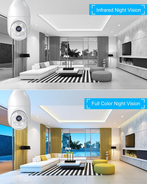 Security Camera Wireless Outdoor, 2K HD Home Security Cameras, 2.4G WIFI, 360° View, Motion Detection, Night Vision