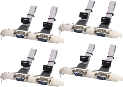 zdyCGTime 2 Port DB9 RS232 Serial Port Bracket to 10 pin Header Ribbon Cable Connector Adapter (12in 4Pcs)