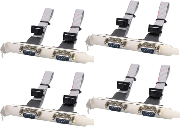 zdyCGTime 2 Port DB9 RS232 Serial Port Bracket to 10 pin Header Ribbon Cable Connector Adapter (12in 4Pcs)