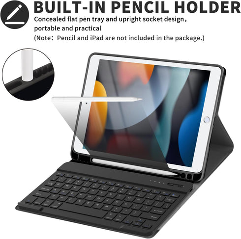 KBCASE Keyboard Case for iPad 9th/8th/7th Generation 2021/2020/2019, Compatible with iPad Air 3/Pro 10.5, Detachable