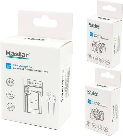 Kastar Battery (X2) & Slim USB Charger for Sony NP-FH50, NP-FH40, NP-FH30, NP-FP50, NP-FP51
