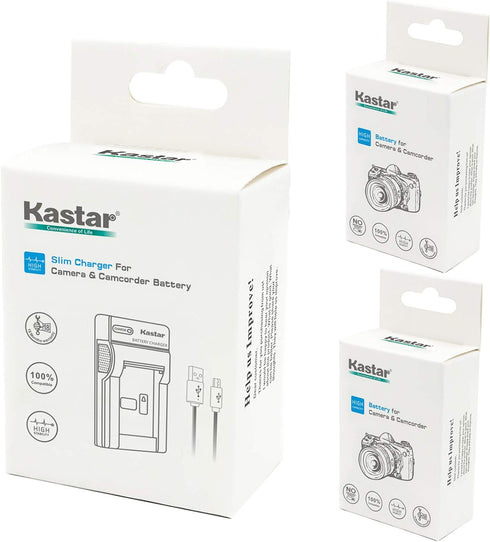 Kastar Battery (X2) & Slim USB Charger for Cas NP-80, Exilim EX-G1, EX-H5, EX-H50, EX-JE10, EX-N1, EX-N5, EX-N10,