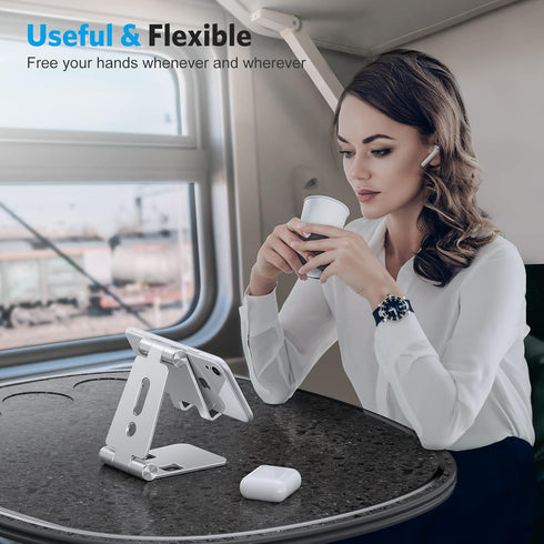 OMOTON Foldable Cell Phone Stand, C4 Portable Aluminum Holder, Adjustable Dock for iPhone 14/13/12/11 Pro Max, Samsung