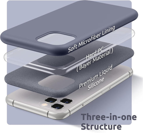 SURPHY iPhone 11 Pro Case, Thickened Liquid Silicone, 5.8 inches, with Microfiber Lining, Lavender Gray