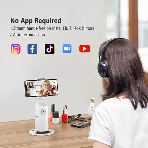 camrola 360 Auto Face Tracking Phone Holder, No App Required, Rotation Face Body Phone Tracking Tripod Smart Shooting