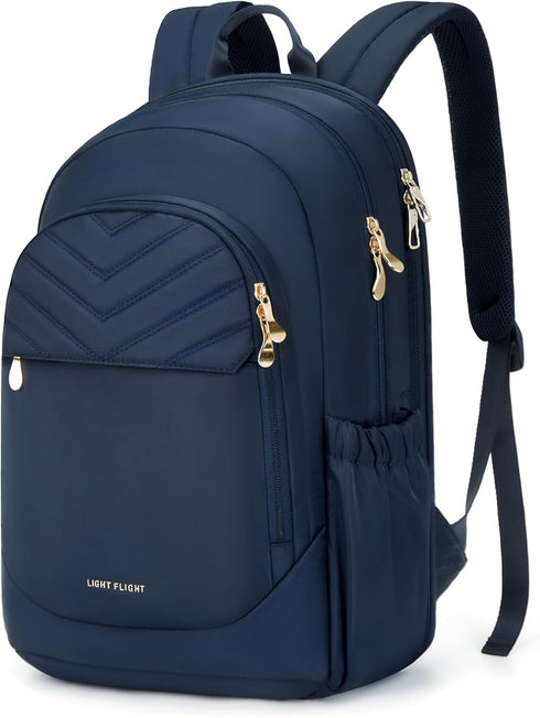 LIGHT FLIGHT Travel Backpack for Women, 15.6" Laptop Backpack, Water Resistant, Large Capacity, Black