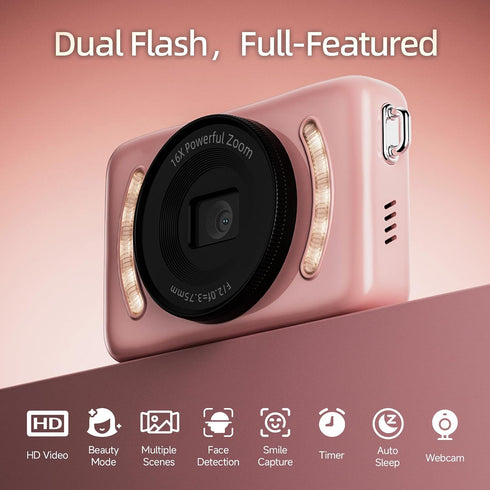 Vaktare Gud 2026 Cameras,64MP 64GB Card,16X Zoom,2.8" New Digital Digital Camera with Memory Real HD Screen,Anti