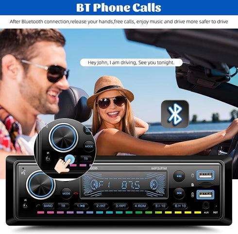 GOHHDL MP3 Display,64GB Single Din Bluetooth Multimedia Car Stereo Radio Player,USB/TF/AUX-in,FM,LCD SD