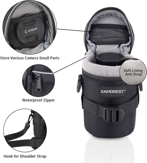 Extra Large Camera Lens Case Compatible with Nikon AF-S 24-120MM/24-70MM F2.8G/85MM F1.4G Below 4.13" x 7.28"