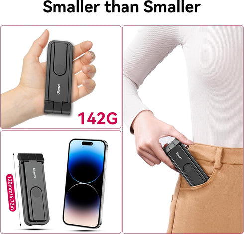 ULANZI MA26 Foldable Phone Tripod - Pocket Vlog Video Tripod Handle, Aluminium Smartphone Desk Stand, Lightweight