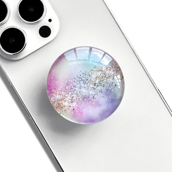Clear Crystal Glitter Collapsible Expanding Mobile Phone Grip Stand Holder for Smartphones and Tablets, Colorful Glitter
