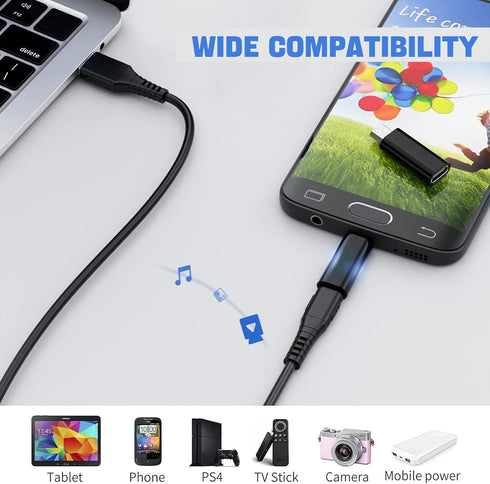 USB C Adapter 4-Pack, 2*C Female to Micro USB Male, 2*USB C to Mini 5-Pin USB Male, Compatible with GoPro, Galaxy