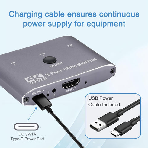Anber-Tech 4K@60Hz, 3 3 1 4K, 3D, 1080P, 2.0, 2.2, PS4/5, HDMI Switch Port HDMI Switch in Out with IR Remote Control