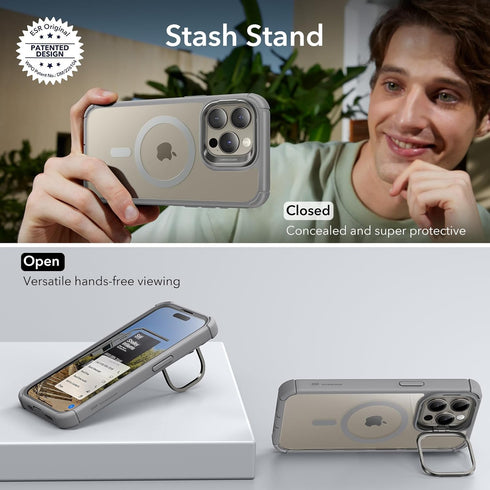 ESR Armor Series iPhone 15 Pro Max Case: Full-Body Shockproof, Military-Grade, MagSafe, Clear Grey, 2-Part Tough Case
