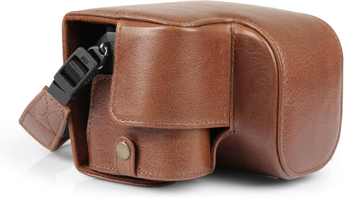 MegaGear Genuine Leather Camera Case for Sony Alpha a6700 (16-50mm) - Stylish Protective Brown Case
