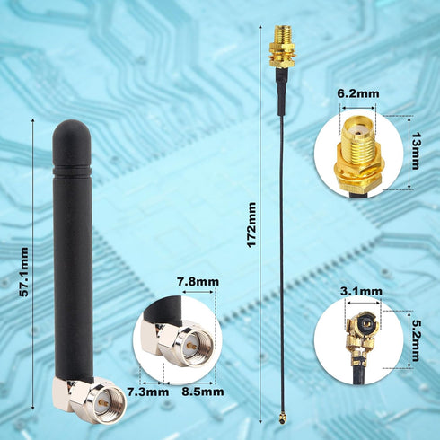 Kaunosta 3dbi 2.4GHz 2.4G 5CM RF1.13 15cm 2PCS WiFi Antenna SMA Male (Inner Pin) Network Bluetooth FPV Small Omni