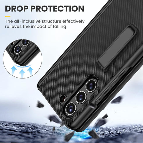Ruky 5 5, for Galaxy Z Fold Case, with Magnetic Kickstand and Hinge Protection, Full Body Cases Built-in Screen