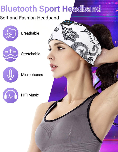 LC-dolida Sleep Headphones - Bluetooth Wireless Headphones with Thin HD Stereo Speakers for Side Sleepers, Travel