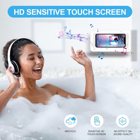 KUNSLUCK Shower Phone Holder Waterproof, Anti-Fog Touch Screen Shower Phone Case, Wall Mount Phone Holder for Shower