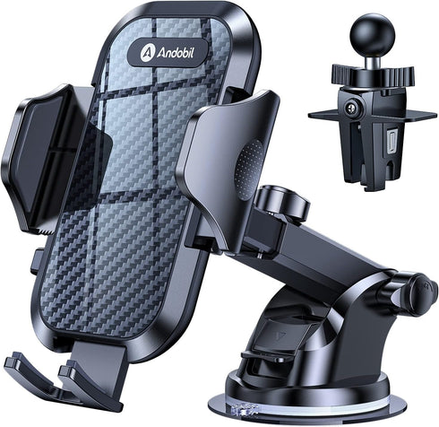 andobil Phone Mount for Car, Military-Grade Holder for Dashboard, Windshield, Vent, Fits iPhone 15 and Samsung S24