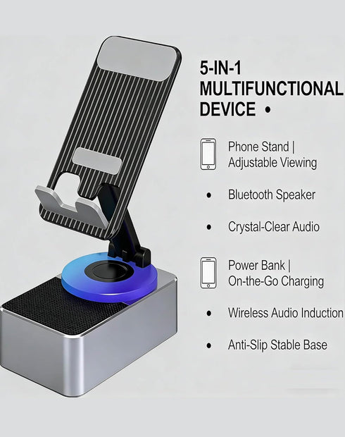 SDYIUXB 3-in-1 360 Bluetooth Audio Power Bank Bracket, Phone Stand with Wireless Bluetooth Speaker, Rotating Foldable