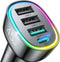 USB C Car Charger, 45W 4 Ports Super Fast Adapter, PD3.0 & QC3.0 30W Type C Charger Compatible with iPhone 15/14/13/12