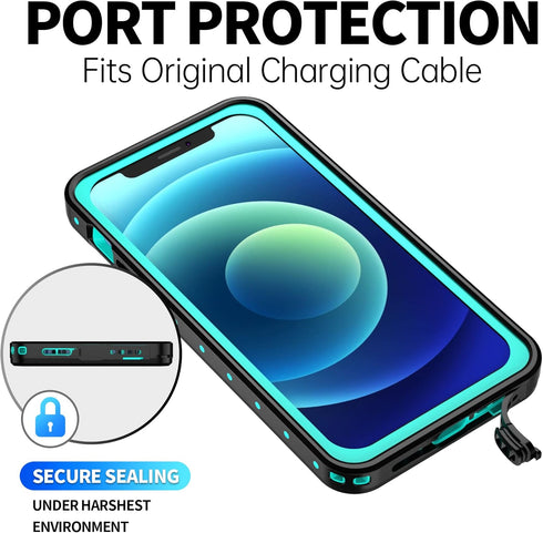 BEASTEK NRE Series Waterproof Case for iPhone 12 Mini, Shockproof Dustproof IP68 with Built-in Screen Protector, Teal