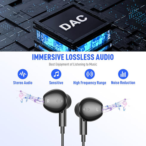 USB C Headphones for Samsung S24+ S24 Ultra 23, Type C Earphones with Microphone Magnetic Volume Control HiFi Stereo Wired Earbuds for Galaxy A53 S21 S20 FE Flip 5 Fold 4 Pixel 8 7 Pro 6 Android Phone